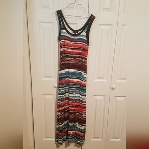 karen kane halter dress Karen Kane red/black/white Patterned dress Halter Dress With Tie Back NWOT